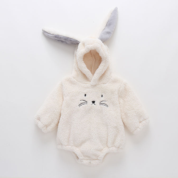 Baby Embroidered Pattern Rabbit Ear Design Thickened Onesies Bodysuit-1